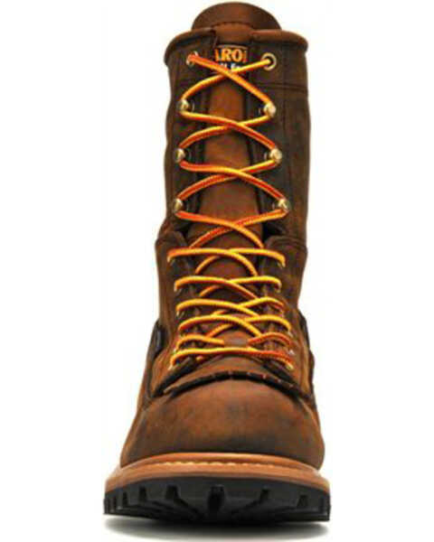 Image #4 - Carolina Men's 8" Waterproof Lace-to-Toe Logger Boots - Round Toe, Brown, hi-res