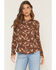 Image #1 - Wild Moss Women's Horse Print Long Sleeve Button-Down Western Shirt, Brown, hi-res