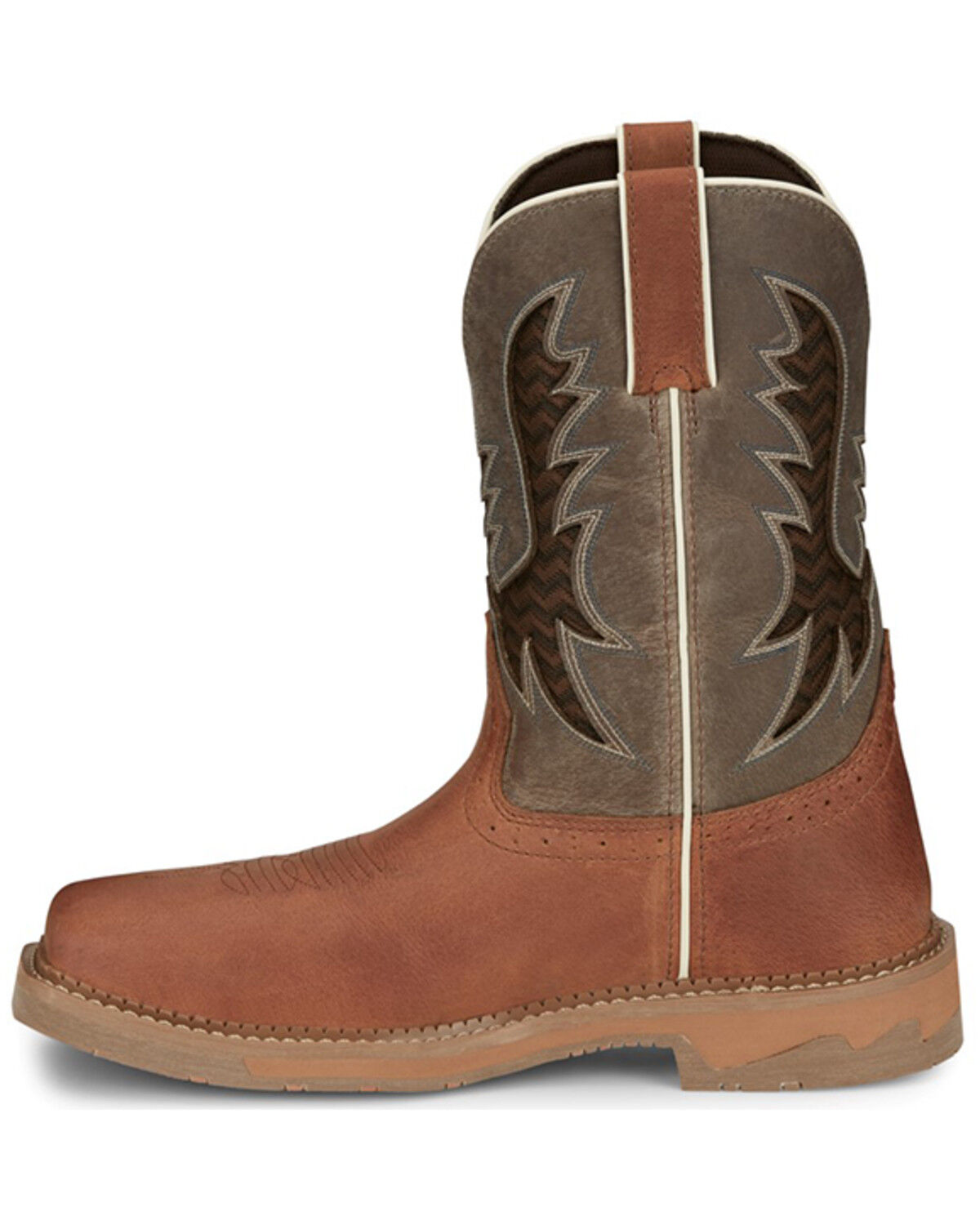 Image #3 - Justin Men's Stampede Bolt Pull On Western Work Boots - Nano Composite Toe, Brown, hi-res