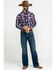 Image #6 - Rock & Roll Denim Men's Plaid Logo Long Sleeve Western Shirt, Red, hi-res