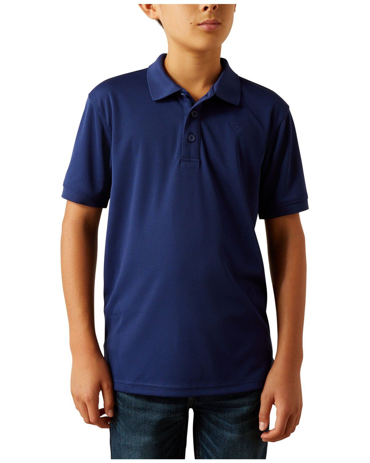 Image #1 - Ariat Boys' VentTEK Short Sleeve Polo, Blue, hi-res