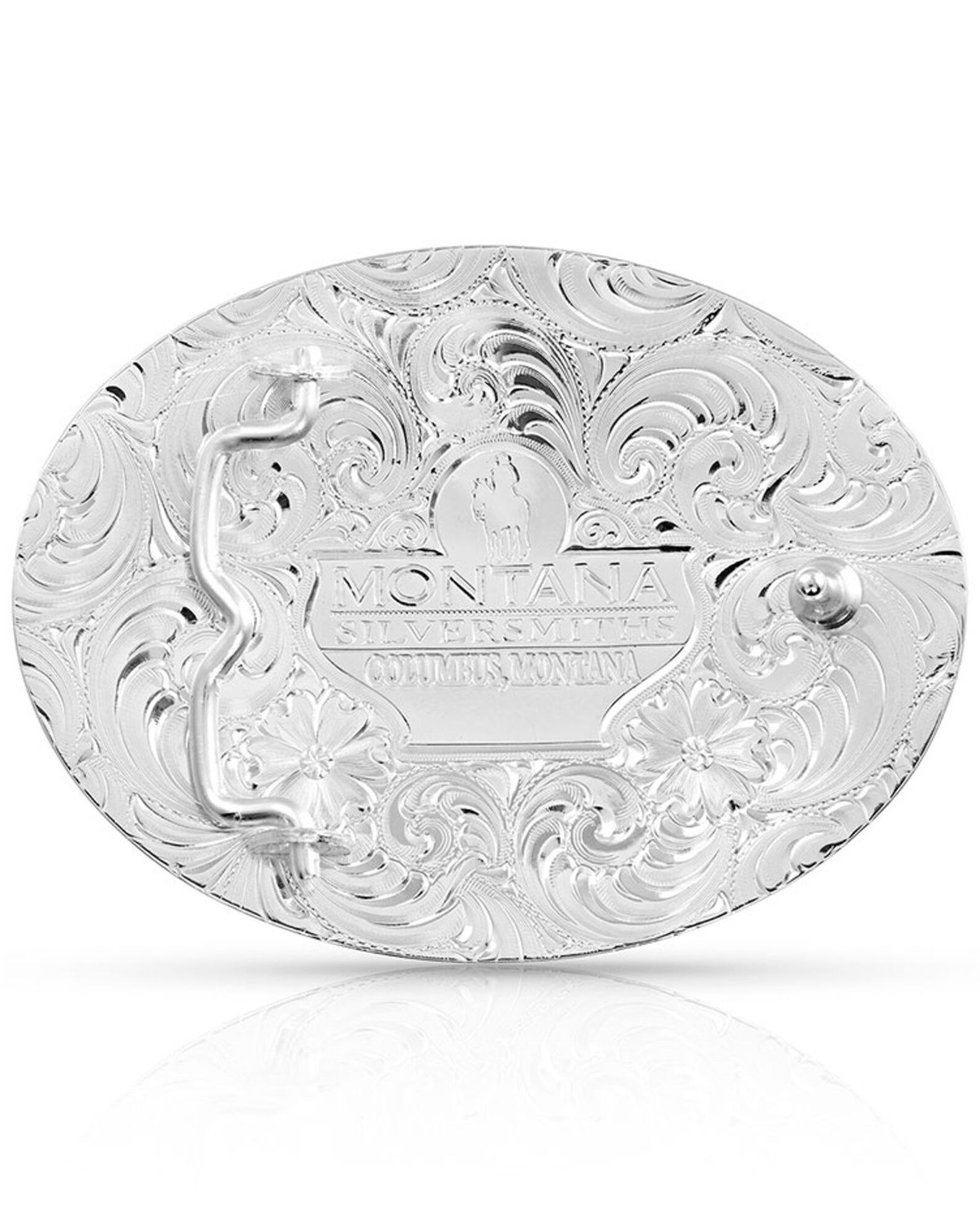 Image #2 - Montana Silversmiths Men's Tri-Color Pinched Buckle With Christian Cowboy Figure, Silver, hi-res