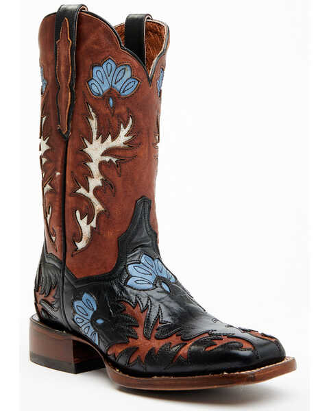 Dan Post Women's Tamarind Floral Leather Western Boots - Broad Square Toe, Black, hi-res