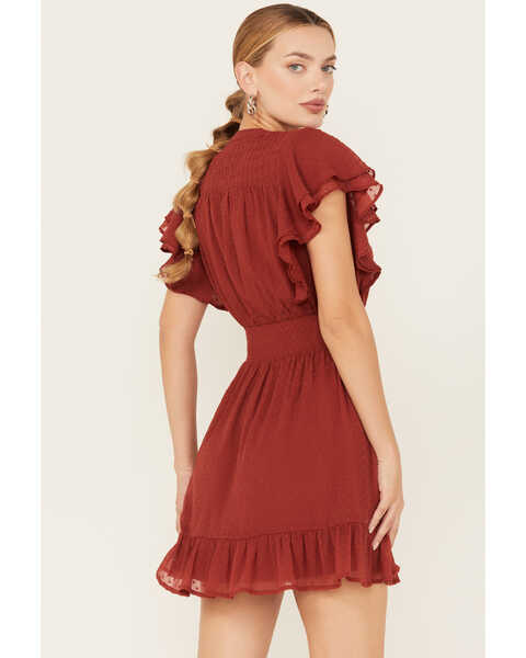 Image #4 - Billa77 Women's Swiss Dot McKinley Short Sleeve Midi Dress , Brick Red, hi-res
