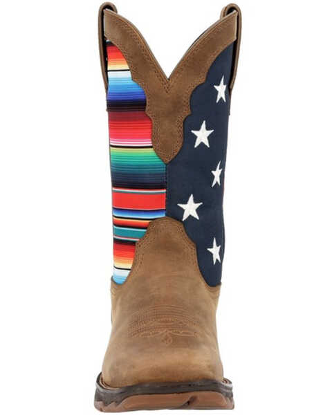 Image #4 - Durango Women's Lady Rebel™ American Flag Serape Work Boots - Square Toe, Brown, hi-res
