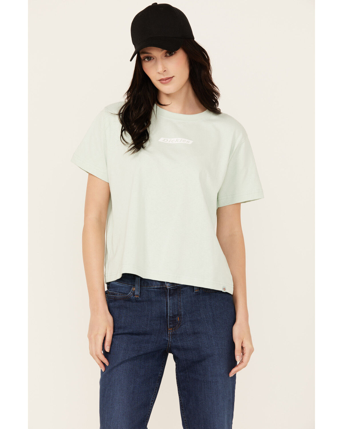 Image #1 - Dickies Women's Logo Short Sleeve Graphic Tee, Light Blue, hi-res