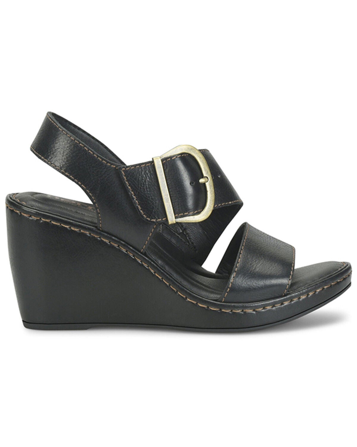 Image #2 - Born Women's Sapphire Wedge Sandals, Black, hi-res