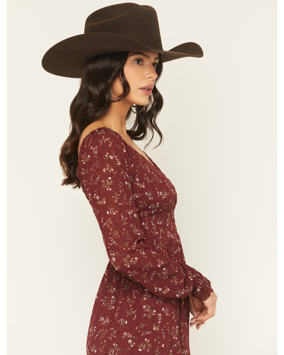 Image #2 - Idyllwind Women's Pippin Ditsy Floral Print Long Sleeve Mini Dress, Cherry, hi-res
