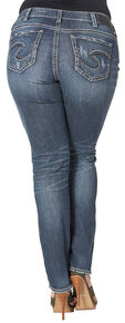 Silver Women's Suki Mid Straight Dark Wash Jeans - Plus Size, Blue, hi-res