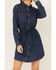 Wrangler Women's Dark Denim Washed Long Sleeve Western Shirt Dress, Indigo, hi-res