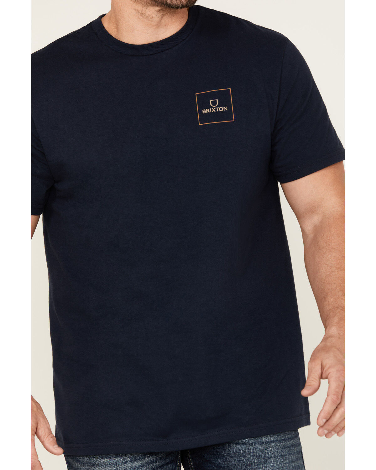 Image #3 - Brixton Men's Alpha Square logo Short Sleeve Graphic T-Shirt, Navy, hi-res