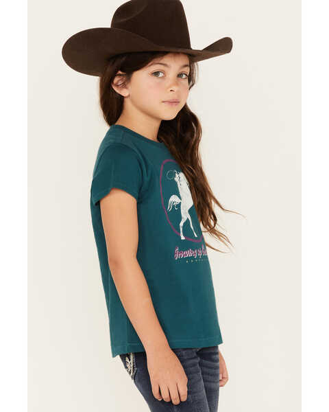 Image #2 - Shyanne Girls' Growing Up Cowgirl Graphic Tee, Deep Teal, hi-res