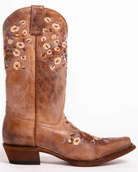 Image #3 - Shyanne Women's Maisie Floral Embroidered Western Leather Boots - Snip Toe, Brown, hi-res