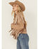 Image #2 - Saints & Hearts Women's Faux Fringe Suede Button-Down Jacket, Beige, hi-res