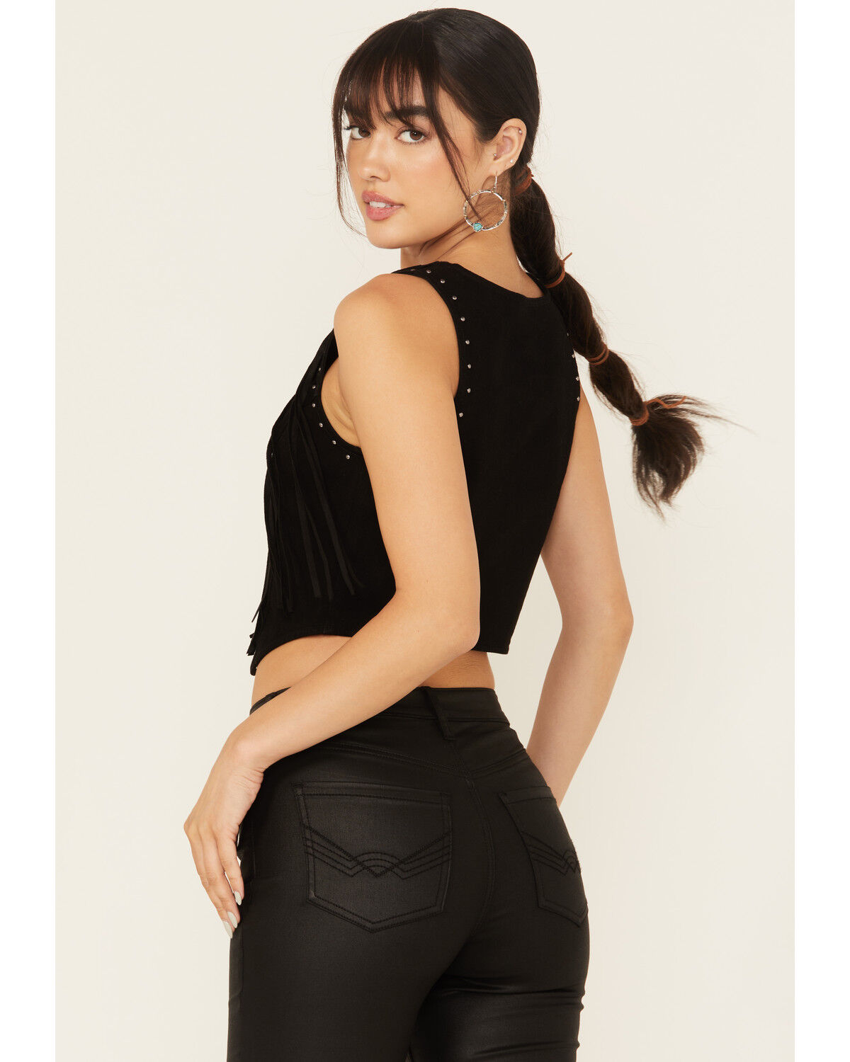 Image #4 - Idyllwind Women's Fringe Denim Bustier, Black, hi-res