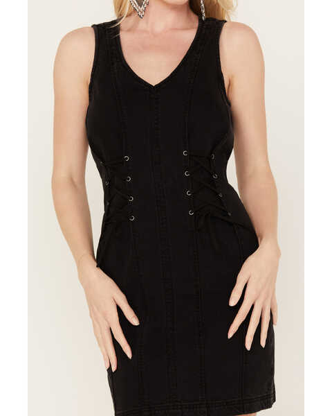Image #4 - Idyllwind Women's Benton Denim Lace-Up Dress, Black, hi-res