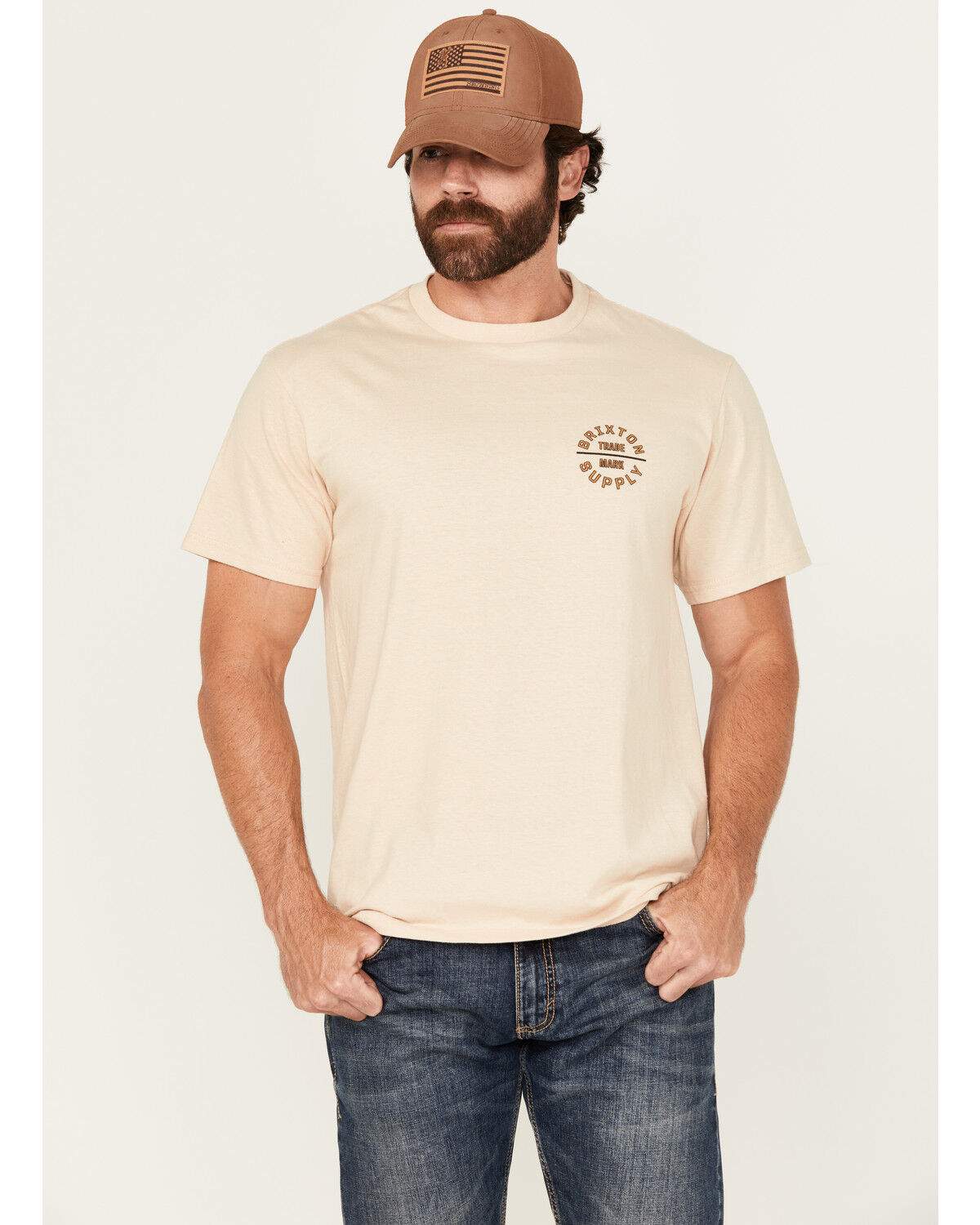 Image #1 - Brixton Men's Oath Logo Short Sleeve Graphic T-Shirt, Cream, hi-res
