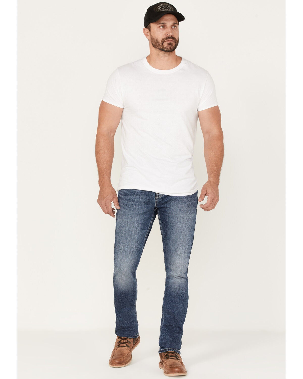 Brothers and Sons Men's Wilder Wash Stretch Slim Tapered Jeans, Dark Medium Wash, hi-res