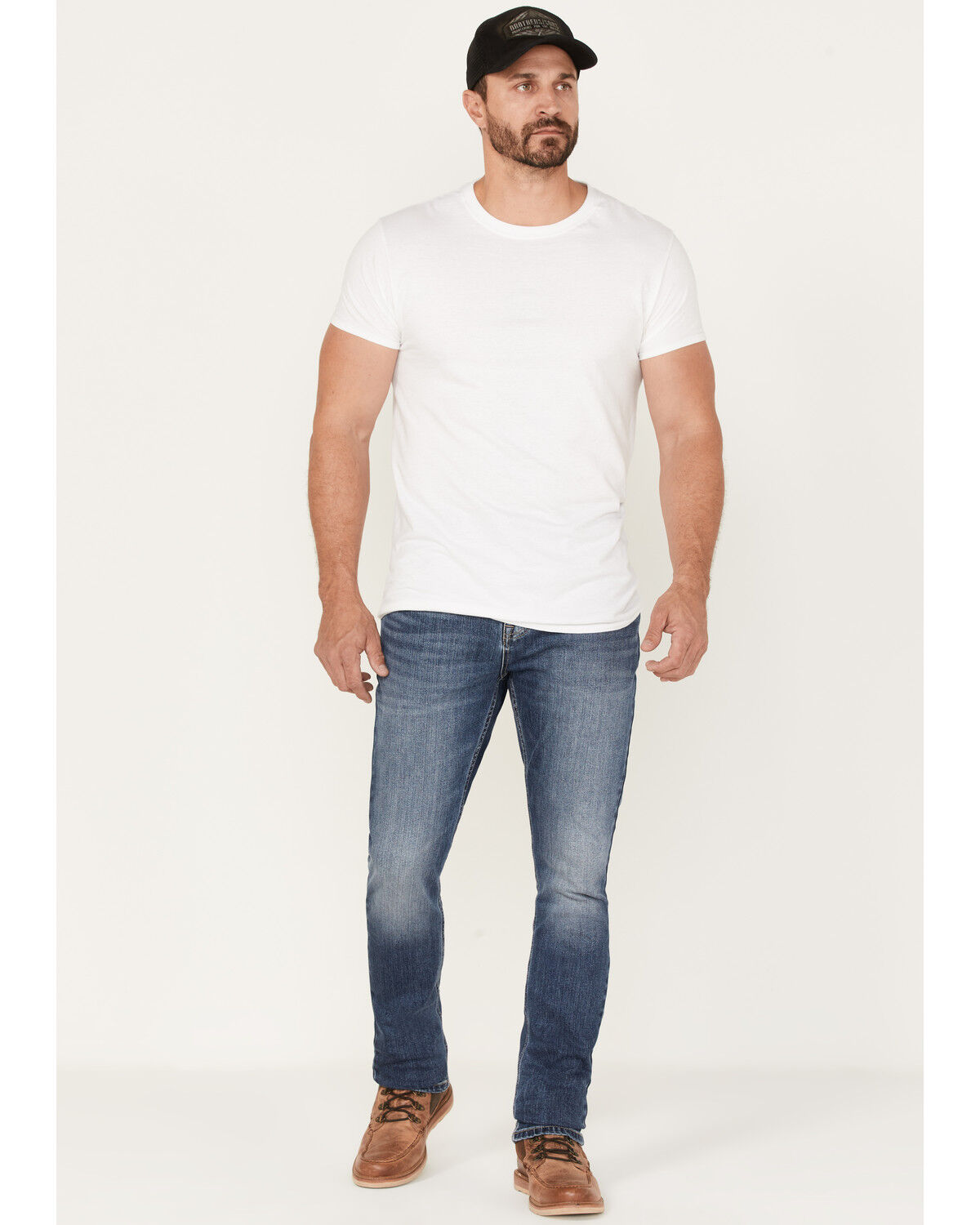 Image #1 - Brothers and Sons Men's Wilder Wash Stretch Slim Tapered Jeans, Dark Medium Wash, hi-res