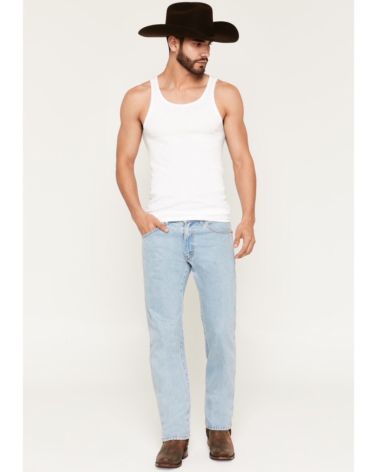 Image #1 - Levi's Men's 557 Back in the Saddle Light Wash Mid Rise Straight Stretch Denim Jeans, Light Wash, hi-res