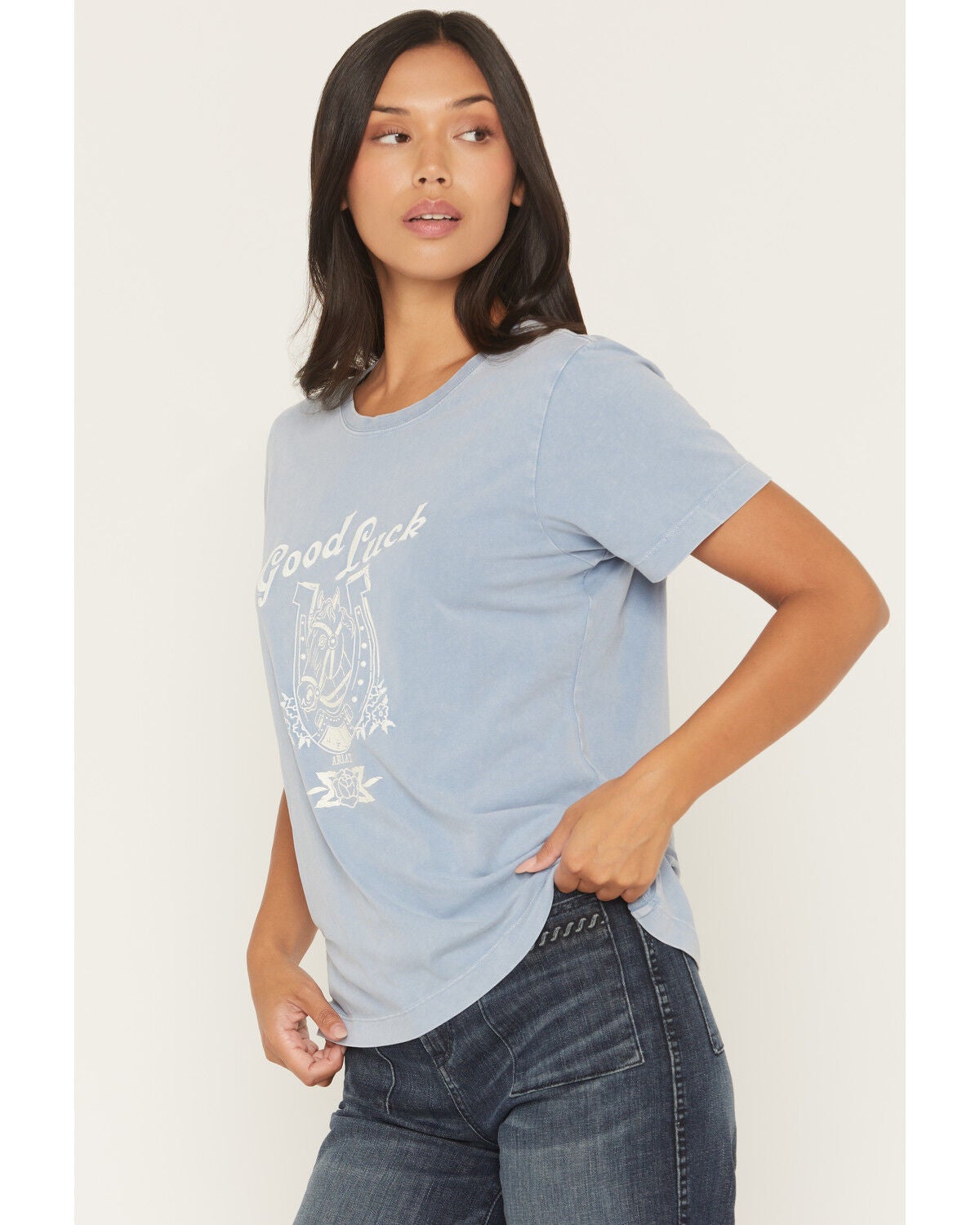 Image #2 - Ariat Women's Lucky Dreams Short Sleeve Graphic Tee, Blue, hi-res
