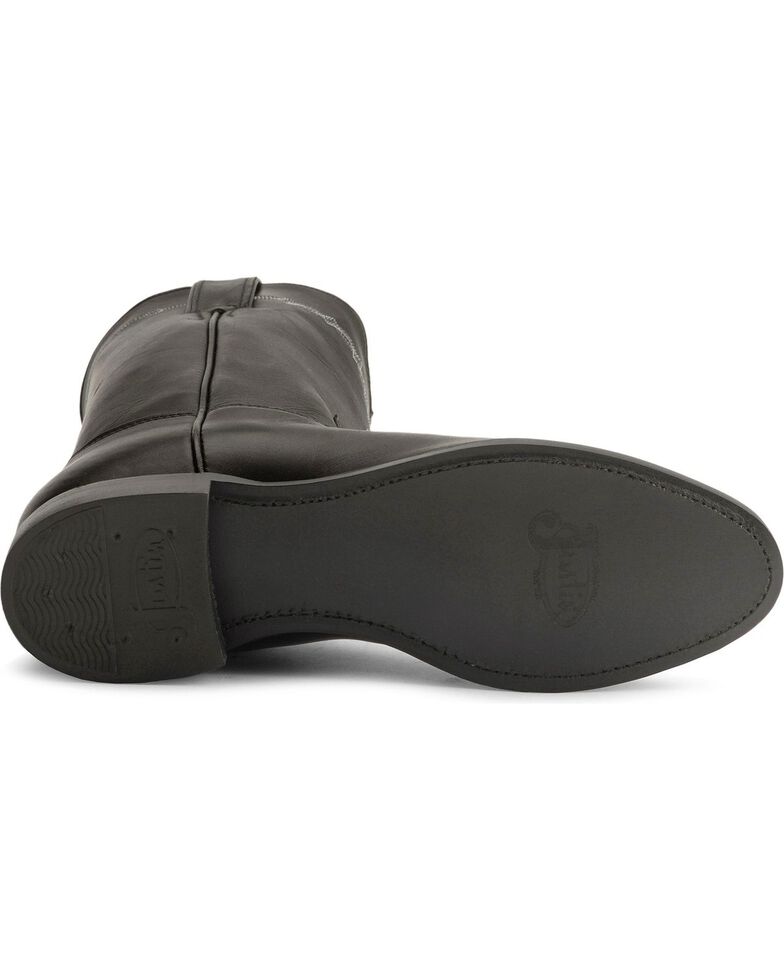 Justin Black Classic Roper Boots - Round Toe, Black, hi-res