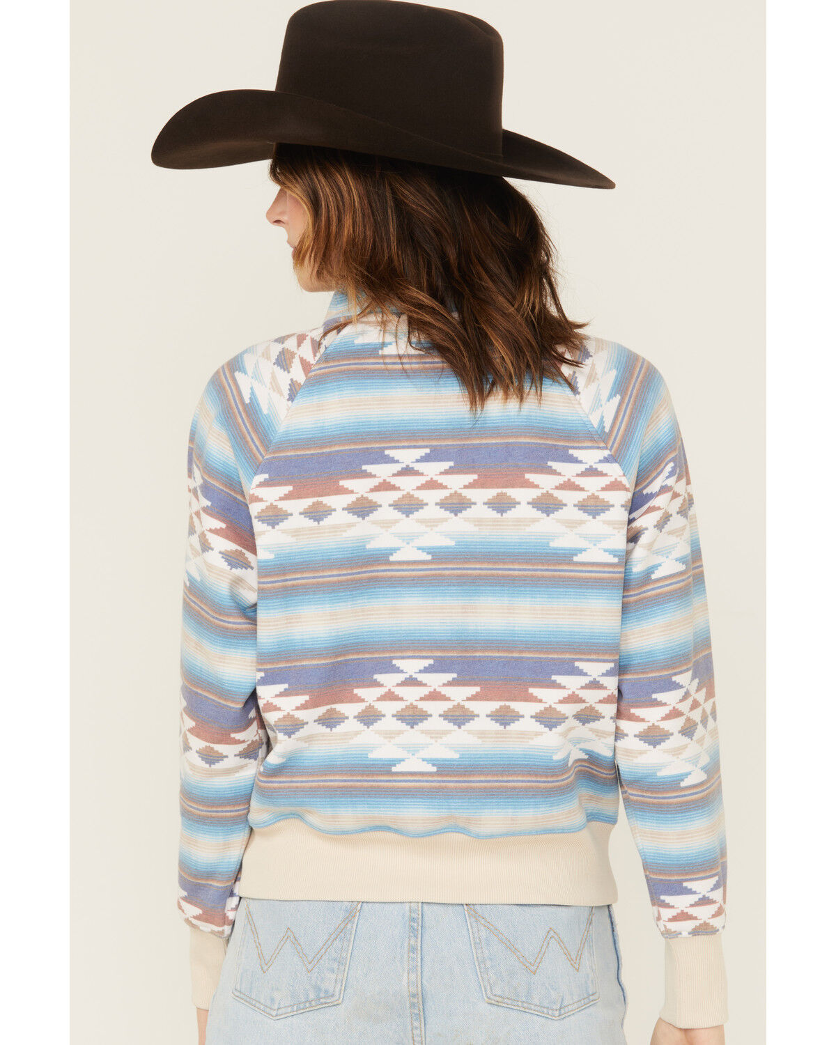 Image #4 - Shyanne Women's Southwestern Print Half Zip Pullover, Medium Blue, hi-res