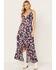 Image #1 - Wild Moss Women's Paisley Print High-Low Maxi Dress, Navy, hi-res