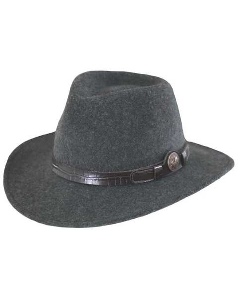 Outback Trading Co. Collingsworth UPF50 Sun Protection Crushable Wool Hat, Gray Cast, hi-res
