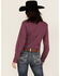 Image #4 - Cinch Women's Geo Print Long Sleeve Button-Down Western Shirt, Burgundy, hi-res