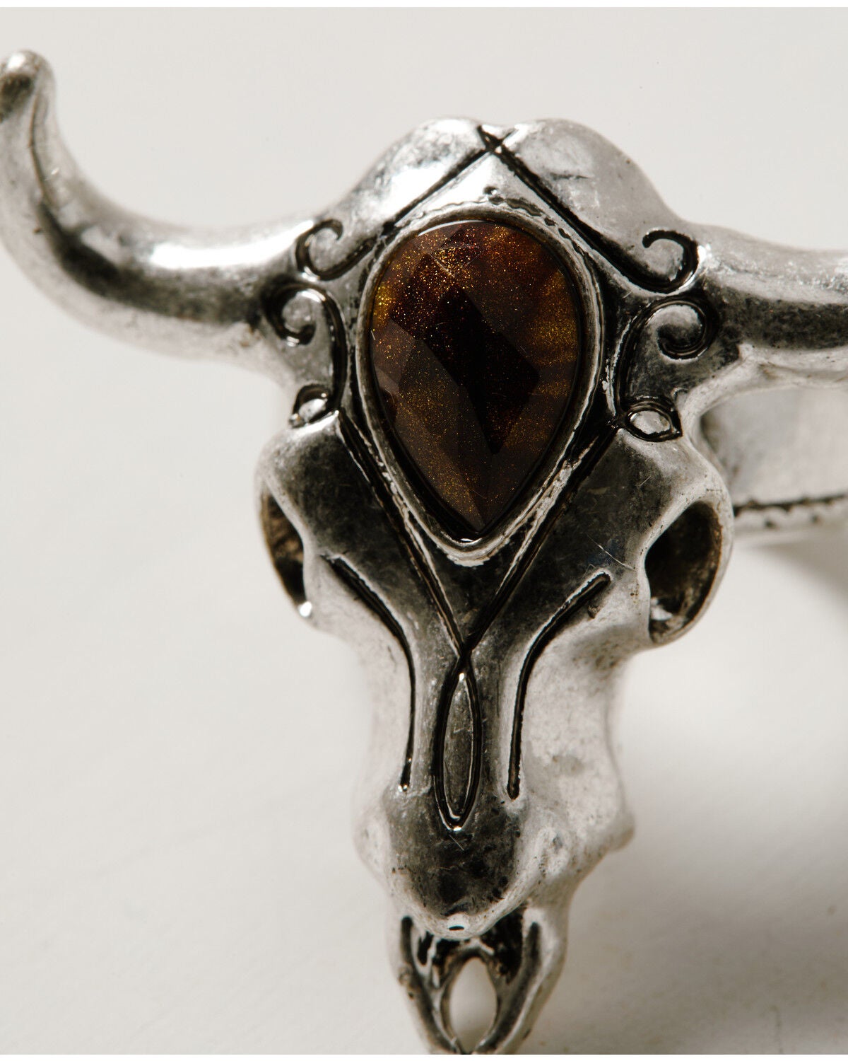 Lainey Wilson Women's Adjustable Bull Head Ring, Silver