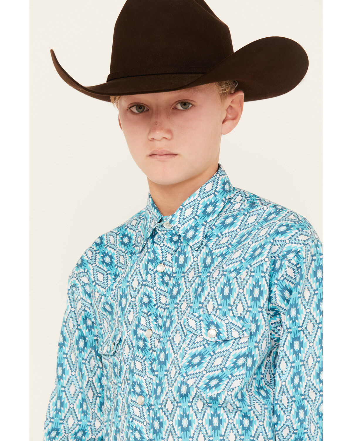 Image #2 - Rock & Roll Denim Boys' Southwestern Print Long Sleeve Pearl Snap Western Shirt, , hi-res