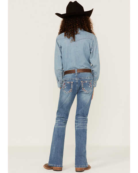 Shyanne Girls' Americana Stars Pocket Bootcut Jeans, Blue, hi-res