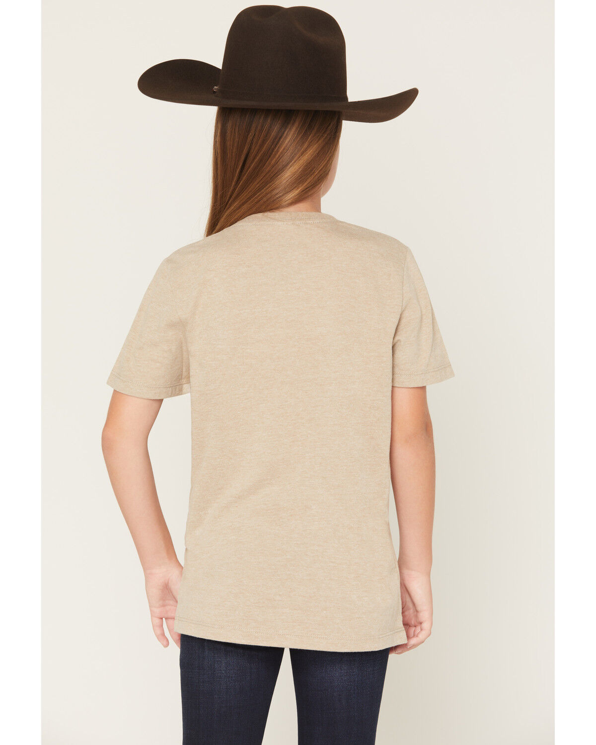Image #4 - Ariat Girls' Boot Barn Exclusive Logo Short Sleeve Graphic Tee, Oatmeal, hi-res