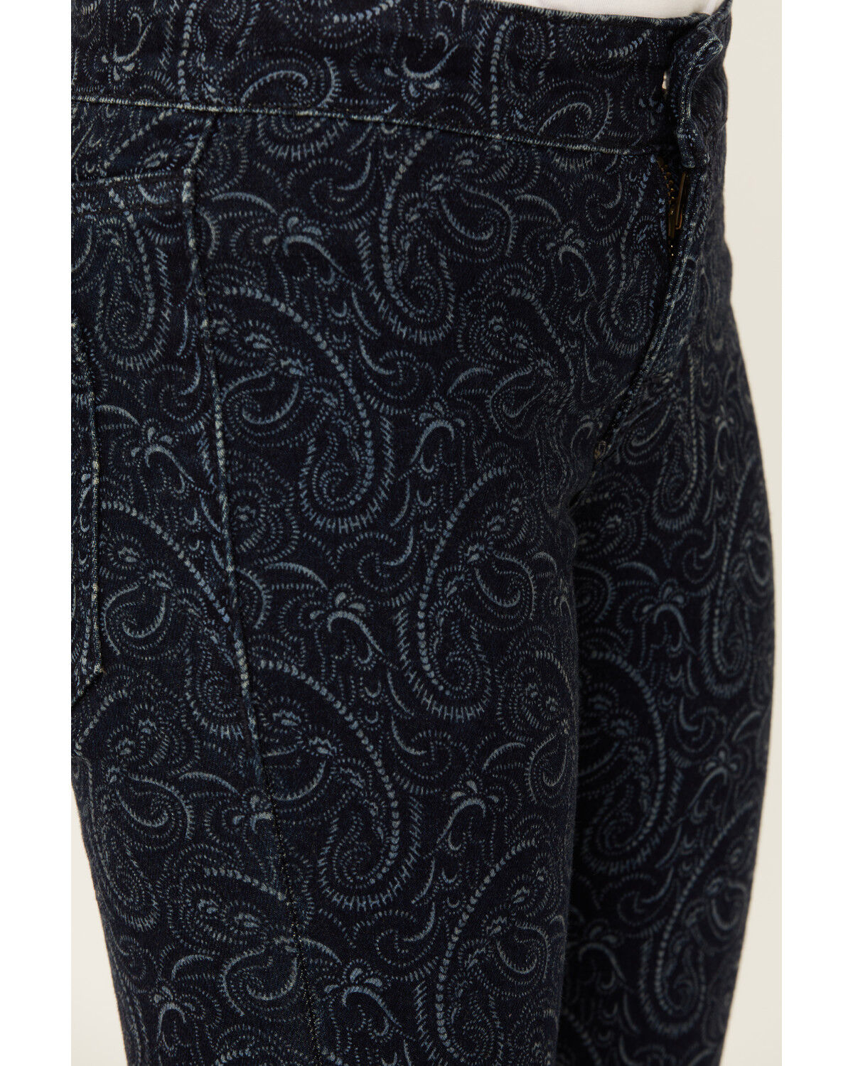 Image #2 - Rock & Roll Denim Girls' Dark Wash Paisley Print Button Stretch Flare Jeans, Blue, hi-res
