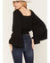 Image #4 - Shyanne Women's Pearl 3/4 Sleeve Smocked Waist Top, Black, hi-res