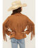 Image #4 - Fornia Girls' Solid Fringe Faux Suede Zip-Up Jacket, Camel, hi-res