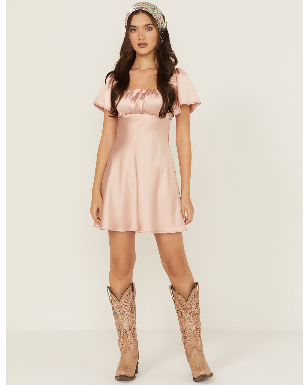 Image #1 - Originality Women's Emma Satin Mini Dress, Rose, hi-res