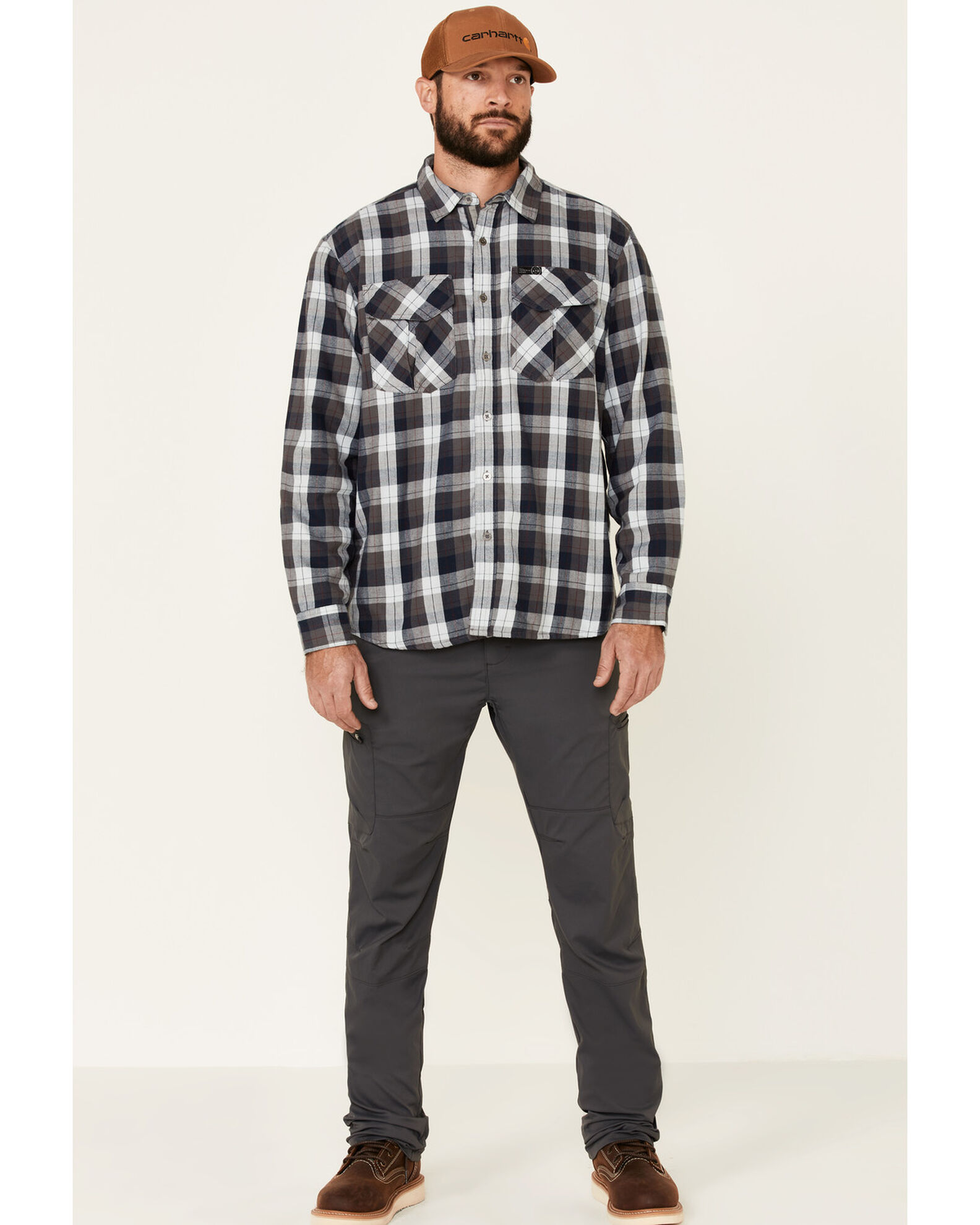 Image #2 - ATG by Wrangler Men's All Terrain Cabernet Plaid Long Sleeve Western Flannel Shirt, Red, hi-res