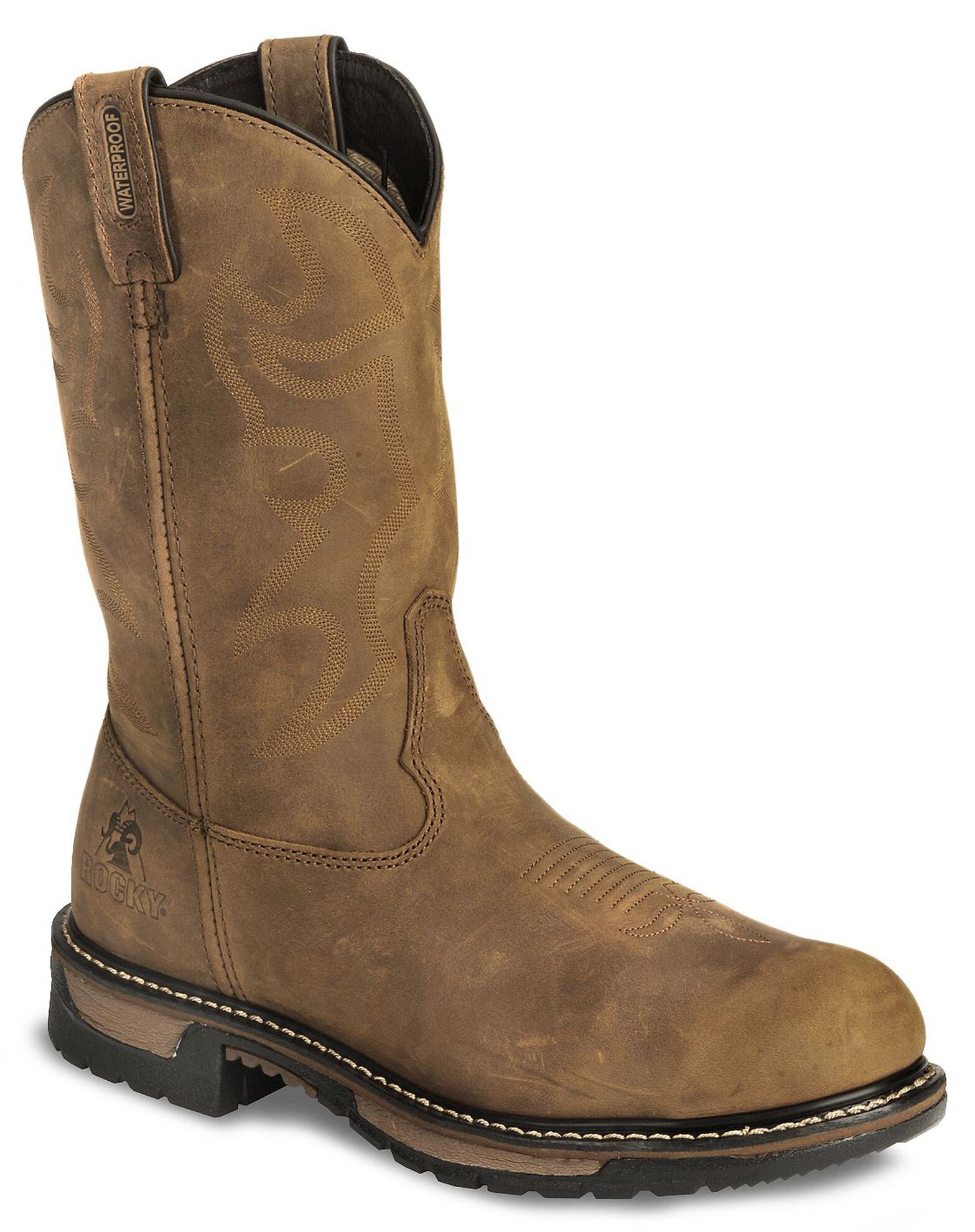 Image #1 - Rocky Men's Branson 11" Waterproof Work Boots - Steel Toe, Crazyhorse, hi-res