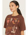 Image #2 - Shyanne Women's Western Embroidered Short Sleeve Graphic Tee, Chocolate, hi-res