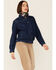 Image #1 - Molly Bracken Women's Track Pleated Snap-Front Denim Jacket, Blue, hi-res