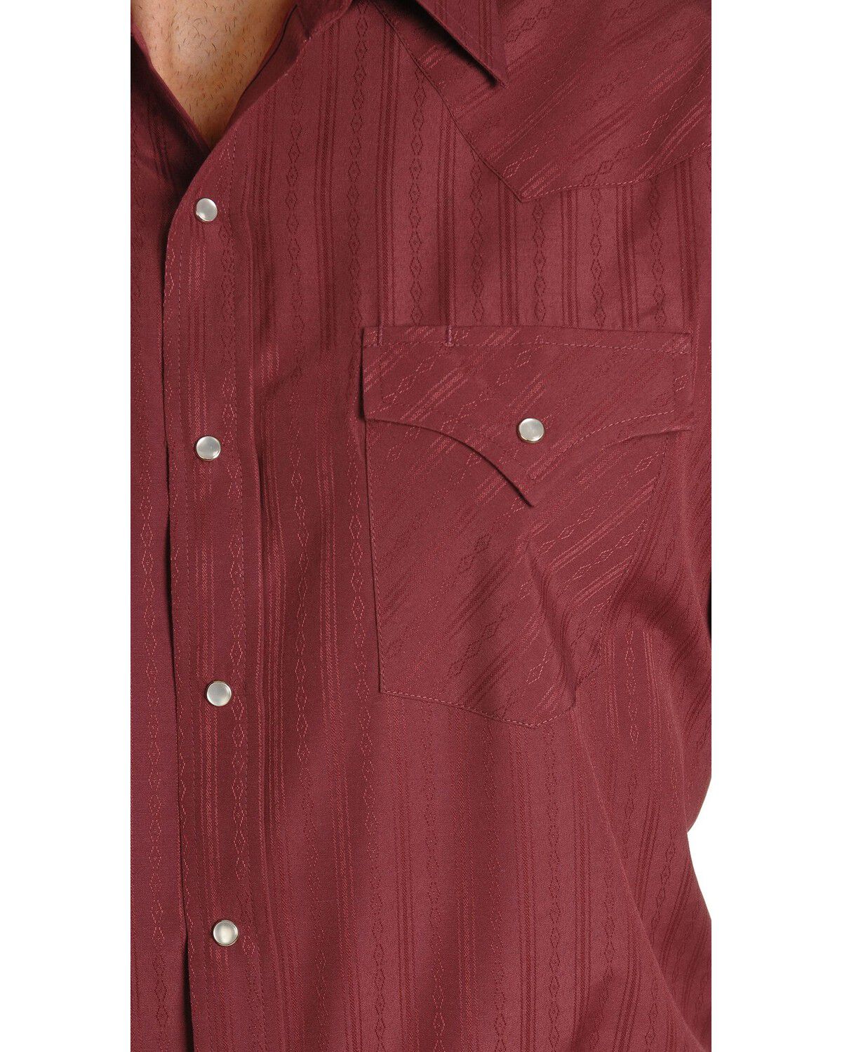 Image #2 - Ely Walker Men's Tonal Dobby Striped Short Sleeve Pearl Snap Western Shirt, , hi-res