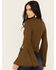 Image #4 - Shyanne Women's Rib Knit Mock Neck Bell Sleeve Top, Forest Green, hi-res