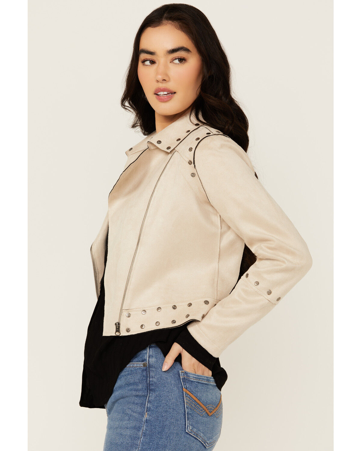 Image #5 - Idyllwind Women's Yorkshire Studded And Embroidered Moto Jacket, Nude, hi-res