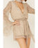 By Together Women's Gold Sequins Pleated Gauze Long Sleeve Romper , Gold, hi-res
