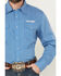 Image #3 - Wrangler Men's Geo Print Logo Long Sleeve Snap Western Shirt, Blue, hi-res