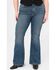 Image #1 - Warp + Weft Women's Mia Dark Wash High Rise Flare Stretch Denim Jeans - Plus, Dark Wash, hi-res