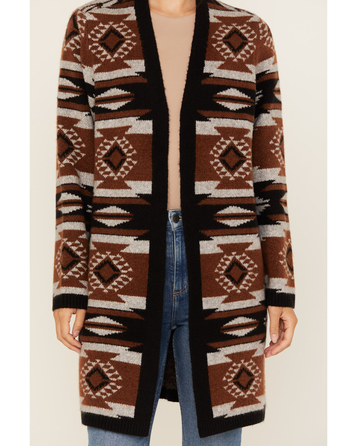 Image #3 - Shyanne Women's Southwestern Print Duster, Chocolate, hi-res