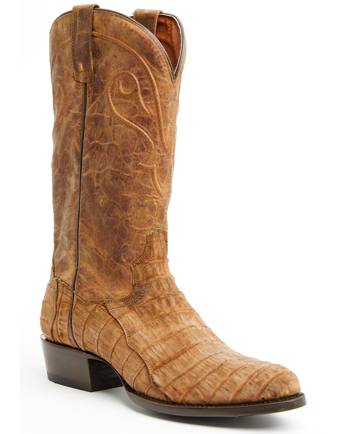 Dan Post Men's Exotic Caiman Makara Tall Western Boots - Round Toe, Brown, hi-res